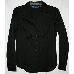 Susan Graver Black Pleat Front Shirt Size Small